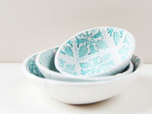 Tự làm tô in họa tiết từ đất sét cực xinh