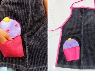 May tạp dề cho bé từ quần cũ