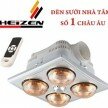 Đèn sưởi nhà tắm 4 bóng âm trần điều khiển từ xa 
