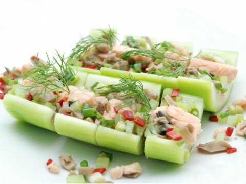 Bầu hấp cá hồi