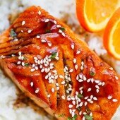 Cá hồi sốt Teriyaki cam