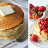 Pancake ăn kèm mứt dâu tây cho bữa sáng tuyệt ngon