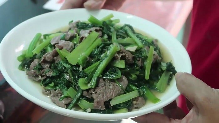 Cải mèo xào thịt bò Cải mèo xào thịt bò