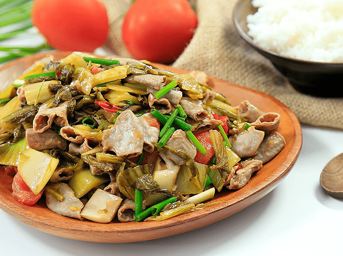 Lòng heo xào dưa chua Lòng heo xào dưa chua